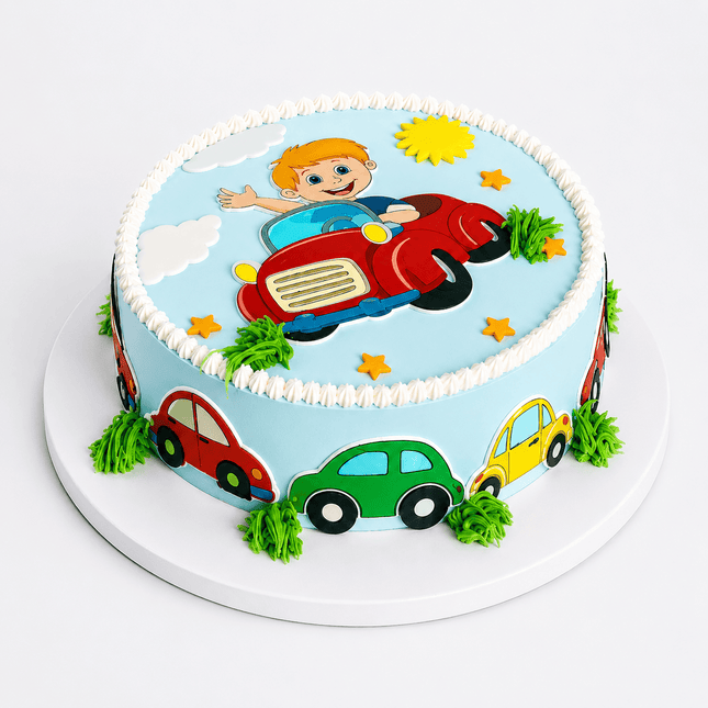 Little Racer Car Theme Birthday Cake